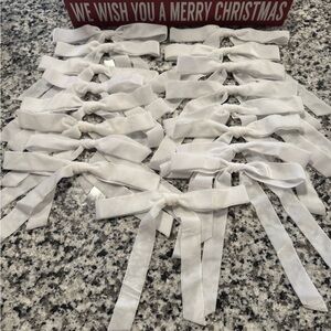 Handmade White Velvet Christmas Holiday Bow Set